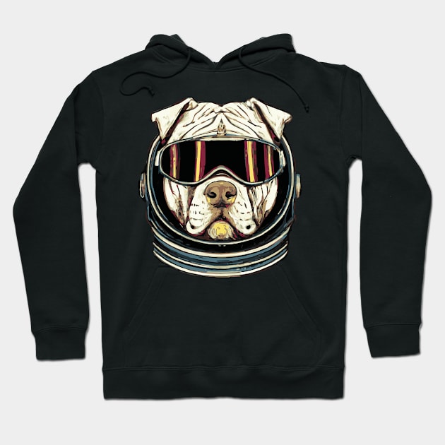 Retro Pit Bull Cosmonaut Dog Lover Terrier Hoodie by BetterManufaktur